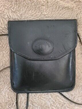 Michael Green Usa Black Leather Crossbody Bag, Unisex, Vintage